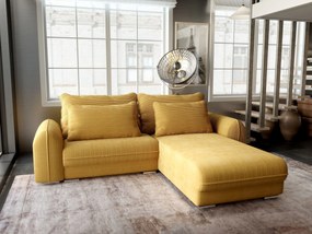 Colțar extensibil dumonde cu ladă de depozitare si sezut confortabil din spuma high-density, Denver Zoom Mustar 275x185 cm II