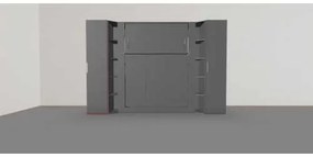 Set pat rabatabil dublu (150X200), 2 dulapuri SINGLE Wardrobe (50 cm) si 2 minibiblioteci cross - NOVA SMALL WARDROBE SET