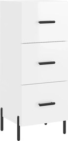 vidaXL Servantă, alb extralucios, 34,5x34x90 cm, lemn compozit