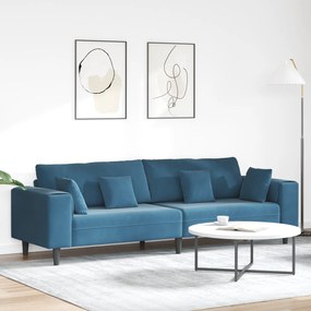 vidaXL Canapea din catifea cu pernă cu pernă Albastru 208 cm Catifea