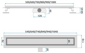 REA-G2562 - Rigolă de scurgere NEOX 70 cm, oțel inoxidabil/auriu