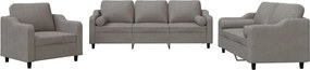 vidaXL Set de canapele cu perne, 3 piese, gri taupe, textil