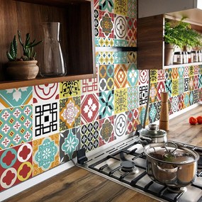 Set de 24 autocolante de perete Ambiance Montecito, 15 x 15 cm