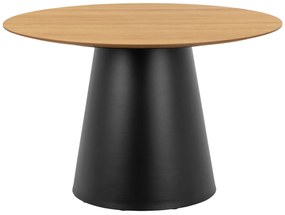 MAZZONI EXPORT BOSCO Stejar natural/picior negru - MASĂ ROTUNDĂ 120 cm PENTRU BUCĂTĂRIE SUFRAGERIE SALON FURNIR