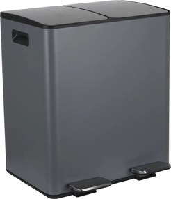 Coș de gunoi gri închis pentru reciclare/cu pedală 2x20 l din oțel Aliya – Spirella
