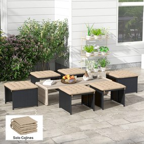 Outsunny Set de 6 Perne pentru Scaune de Dining 40x40 cm 6 Bucăți Perne pentru Scaune de Grădină Matlasate cu Benzi Kaki | Aosom Romania