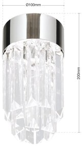 Plafoniera cu cristal K9 design elegant PRISM crom