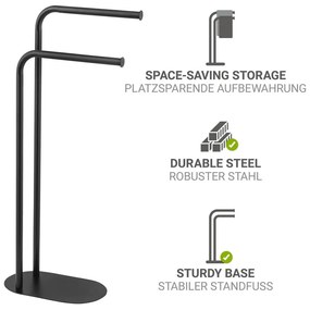 Suport pentru prosoape negru din oțel Levante – Wenko