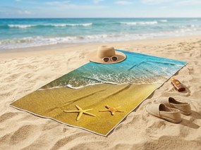 Prosop de plaja cu uscare rapida XL SOLMARE colorat 100 x 180 cm, 100% microfibra