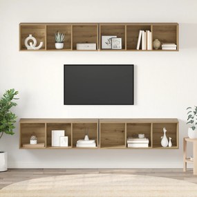 vidaXL Dulap pentru TV pe Perete cu raft cu depozitare 4 pcs stejar artizanal