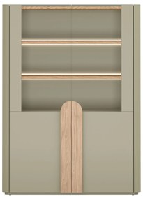 Vitrină Amilio 100 cm - eucalipt / stejar baltic dune / mânere stejar natural