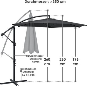 Umbrelã "Brazilia" 3,5 m, cu deschidere si suport gri