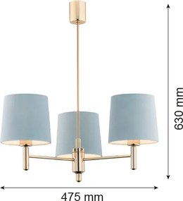 Brilagi - Lustră pe tijă MONTE 3xE27/15W/230V albastru/auriu
