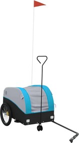 vidaXL Remorcă pentru biciclete, negru și albastru, 30 kg, fier