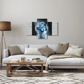 Tablou cu flutere albastru pe perete (90x60 cm)