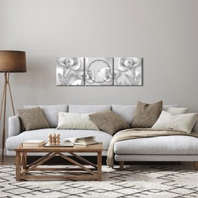 Tablou -Design flori (cu ceas) (90x30 cm)