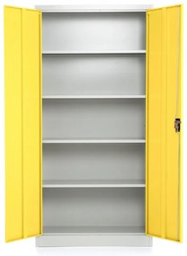 Dulap metalic universal, 90 x 40 x 185 cm, încuietoare cu cilindru, galben - ral 1023