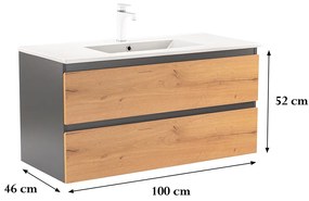 Dulap inferior Vario Forte 100 cu lavoar antracit-stejar