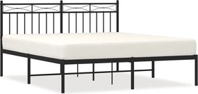 vidaXL Cadru de pat metalic cu tăblie, negru, 160x200 cm