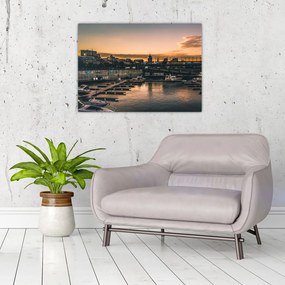 Tablou pe sticlă - orașul port (70x50 cm)