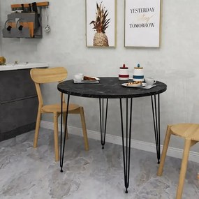 Masa bucatarie rotund texturata,negru marmurat, Homs 70x70x75 cm, A0048