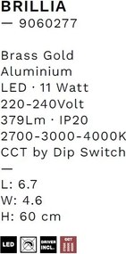 Aplica LED iluminat ambiental BRILLIA alama aurie