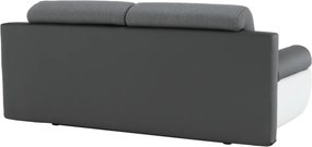 Canapea, piele ecologică alba+gri/material textil gri, KARDYN