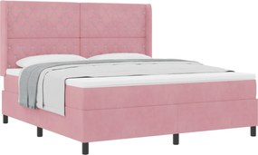 vidaXL Pat cu arcuri cu saltea cu headboard Roz 180 x 200 cm Catifea