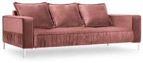 Canapea 3 locuri Jardanite cu tapiterie din catifea, roz