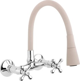 Baterie bucatarie cu pipa flexibila Invena Roma bej - crom