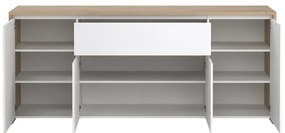 Comodă albă-în culoare naturală cu aspect de lemn de stejar 197x84x48 cm Next – Tvilum