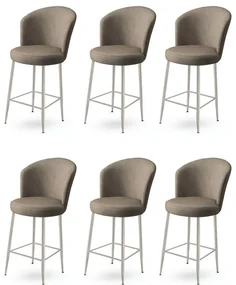 Set de scaune de bar Fora Cappuccino și Chrome, 6buc., 6 buc.