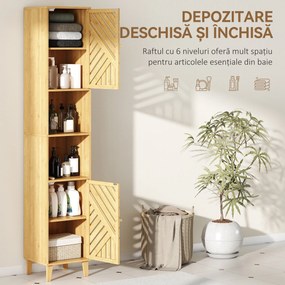 HOMCOM Dulap înalt pentru baie cu compartimente deschise și rafturi reglabile. | Aosom Romania