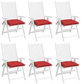 Perne de scaun, 6 buc., rosu, 50x50x7 cm, textil 6, Rosu, 50 x 50 x 7 cm