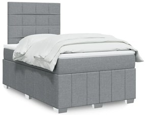 vidaXL Pat continental cu saltea, gri deschis, 120x200 cm, textil