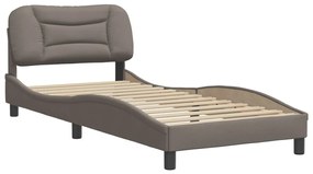 3207748 vidaXL Cadru de pat cu tăblie, gri taupe, 90x200 cm, textil