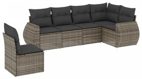 3253767 vidaXL Set mobilier grădină cu perne, 6 piese, gri, poliratan