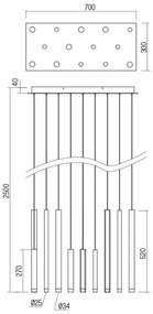 Lustră LED pe cablu Redo 01-2054 MADISON 14xLED/4W/230V auriu