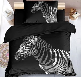 Lenjerie de pat din microfibra 3D ZEBRA neagra Dimensiune lenjerie de pat: 70 x 90 cm | 140 x 200 cm