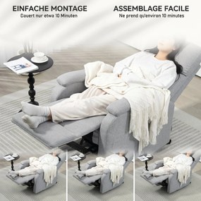 HOMCOM Fotoliu Recliner din In cu Suport Reglabil pentru Picioare, 69x91,5x103 cm, Gri | Aosom Romania