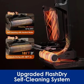 Aspirator vertical Tineco Floor One S7 Stretch Ultra, 230W, 21 kPa, Curatare umeda, Autonomie 50 min, 3 moduri, Sistem de auto-curățare FlashDry, LED display, Negru