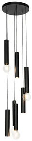 Lampă suspendată de design neagră rotundă cu 7 lumini - Tuba