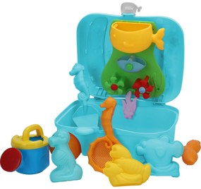 Set de jucării de nisip în cutie, 7 buc, albastru