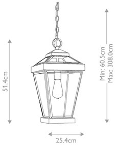 Lustră de exterior pe lanț RAVINE 1xE27/60W/230V IP23 neagră Quoizel