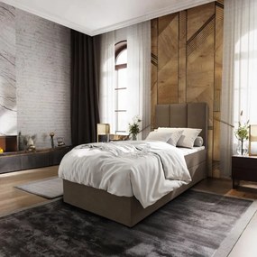 Pat boxspring tapitat MERALIS 100x200 cm maro Saltele: Saltea cu arcuri Bonell