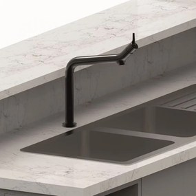 Baterie bucatarie cu pipa inalta Inter Ceramic monocomanda finisaj negru mat