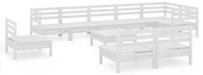 3082910 vidaXL Set mobilier de grădină, 10 piese, alb, lemn masiv de pin