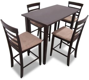 271833 vidaXL Set masă și 4 scaune de bar din lemn, alb