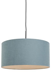 Lampă suspendată neagră cu abajur albastru 50 cm - Combi 1