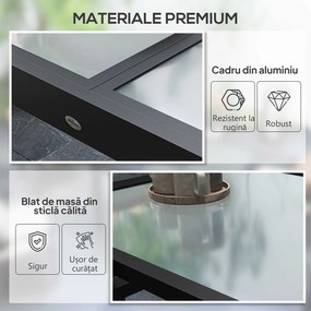 Outsunny Masă de Grădină Extensibilă cu Blat din Sticlă 80-160x80x75 cm Negru | Aosom Romania